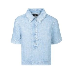 7 For All Mankind Light Blue Denim Top With Short Sleeves - NWT